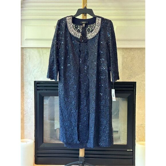 R&M Richards 2-Piece Women’s Formal Coctail Party Lace Jacket and Dress with Pea - Picture 6 of 11